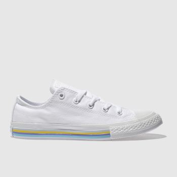 CONVERSE WHITE ALL STAR LO STRIPE TRAINERS YOUTH CONVERSE WHITE ALL STAR LO STRIPE TRAINERS YOUTH