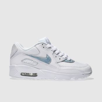 NIKE WHITE & PL BLUE AIR MAX 90 MESH TRAINERS YOUTH NIKE WHITE & PL BLUE AIR MAX 90 MESH TRAINERS YOUTH