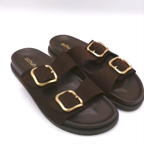 schuh tylee suede buckle footbed 3