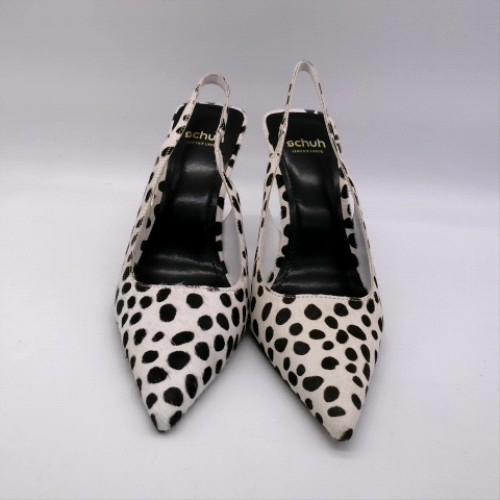 schuh Black & White sade leather slingback court high heels schuh sade leather slingback court 1