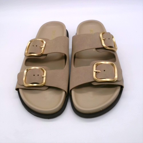 schuh Beige tylee buckle footbed sandals schuh tylee buckle footbed 1