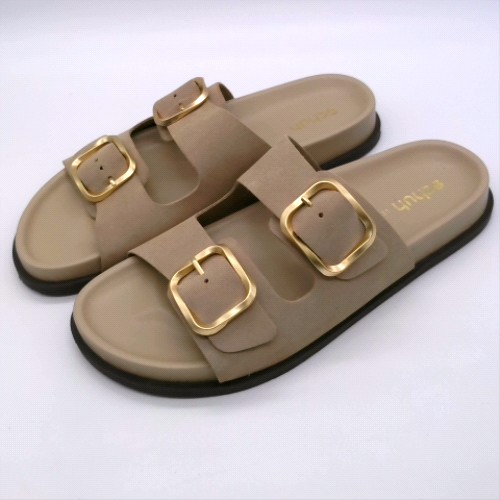 schuh Beige tylee buckle footbed sandals schuh tylee buckle footbed 2