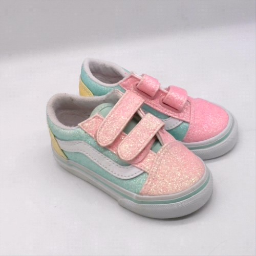 Vans Pale Blue Multi old skool v glitter girls toddler Vans old skool v glitter 2