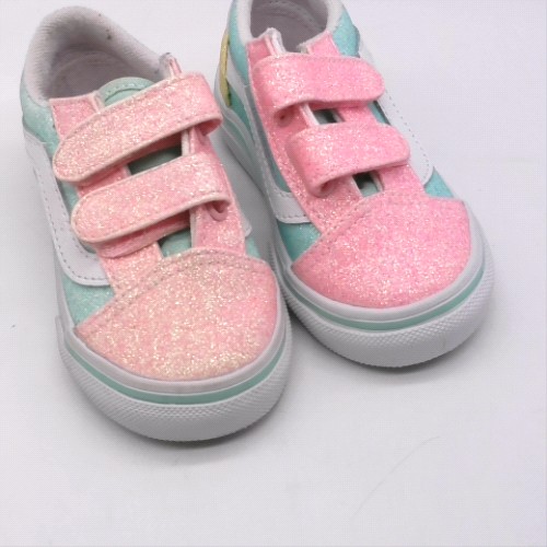 Vans Pale Blue Multi old skool v glitter girls toddler Vans old skool v glitter 3