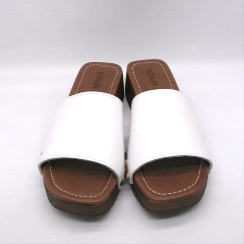 schuh White verity leather clog sandals schuh verity leather clog 1