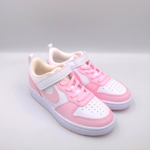 Nike White & Pink court borough low girls junior Nike court borough low 2