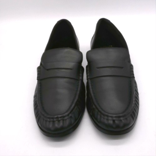 schuh Black lewis leather ruched loafer flats schuh lewis leather ruched loafer 1
