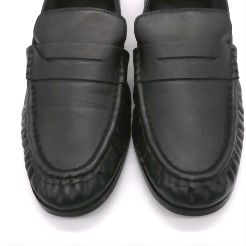 schuh Black lewis leather ruched loafer flats schuh lewis leather ruched loafer 2
