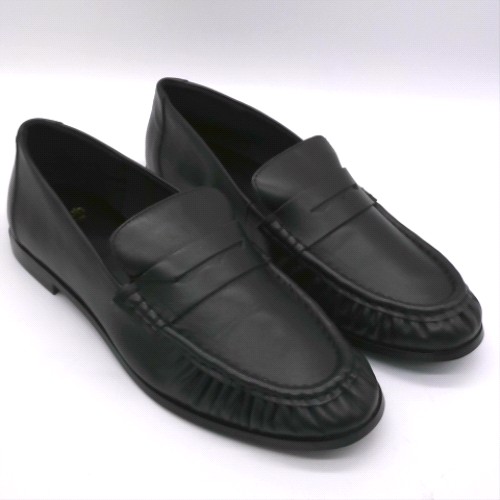 schuh Black lewis leather ruched loafer flats schuh lewis leather ruched loafer 3