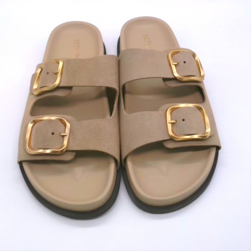 schuh Beige tylee buckle footbed sandals schuh tylee buckle footbed 1