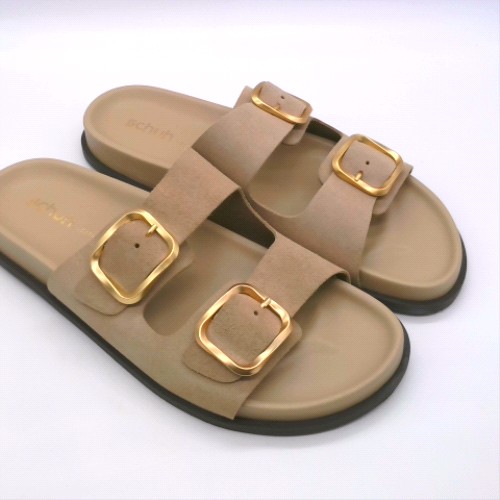 schuh Beige tylee buckle footbed sandals schuh tylee buckle footbed 2