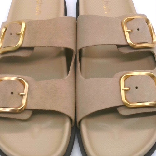schuh Beige tylee buckle footbed sandals schuh tylee buckle footbed 3