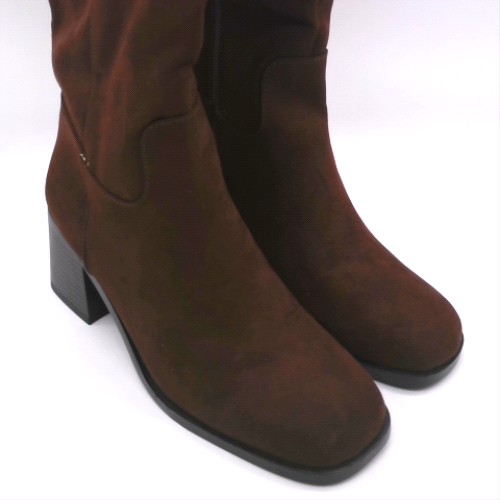 schuh Wide Fit Brown dot block heel knee high boots schuh dot block heel knee high 2