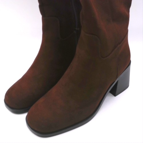 schuh Wide Fit Brown dot block heel knee high boots schuh dot block heel knee high 3