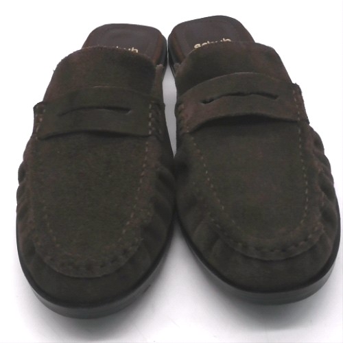 schuh Brown leeds suede backless loafer flats schuh leeds suede backless loafer 1