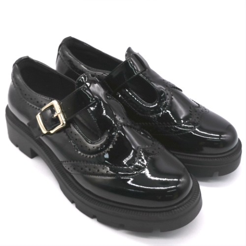 schuh Wide Fit Black leigh chunky t-bar flats schuh leigh chunky t-bar 2