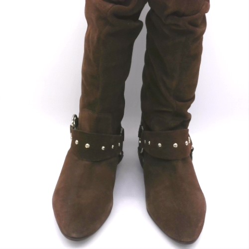 schuh Brown dallis suede stud pixie boots schuh dallis suede stud pixie 1