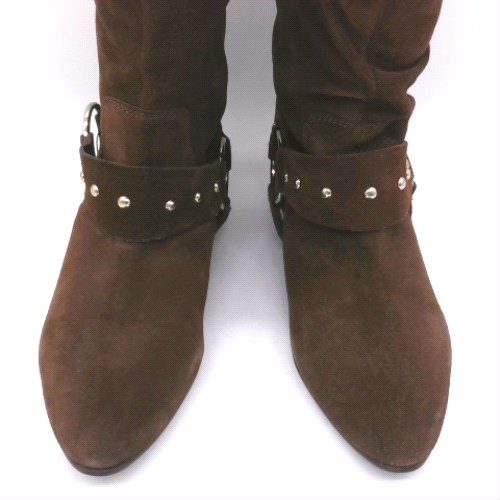 schuh Brown dallis suede stud pixie boots schuh dallis suede stud pixie 2