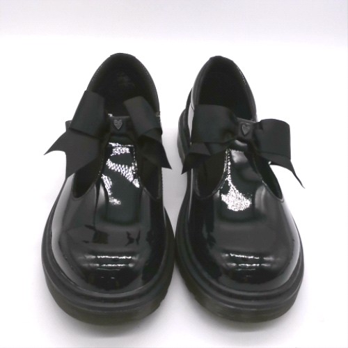 Dr Martens Black polley ii bow girls youth Dr Martens polley ii bow 1