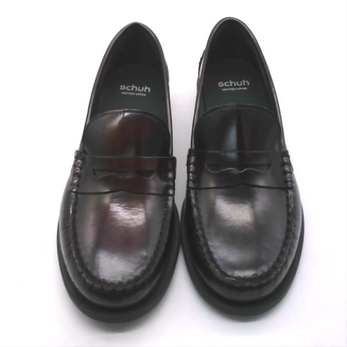 schuh Burgundy liverpool penny leather loafer flats schuh liverpool penny leather loafer 1