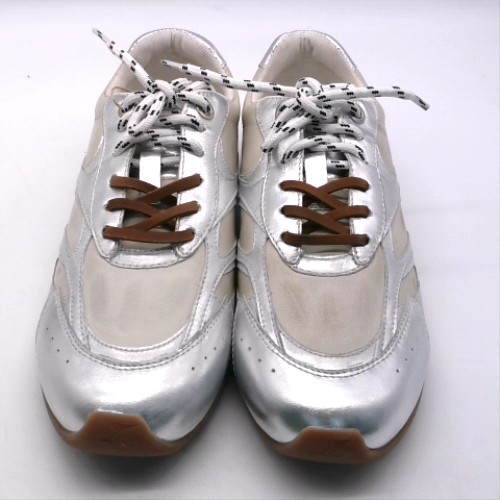 schuh White & Silver mindy leather lace up trainers schuh mindy leather lace up 1