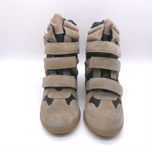 schuh Taupe maxine suede wedge trainers schuh maxine suede wedge 1
