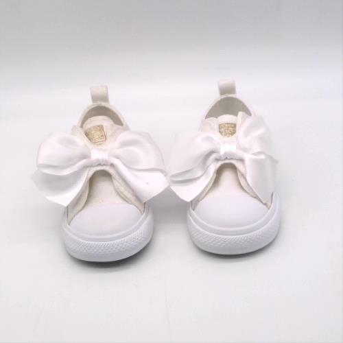 Converse White all star one strap bow girls toddler Converse all star one strap bow 1