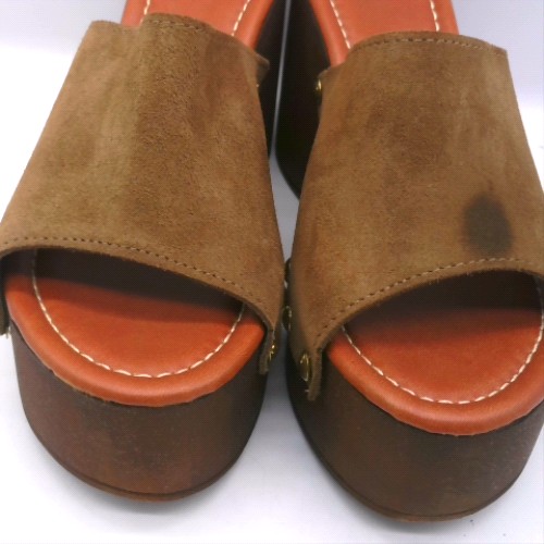 schuh Khaki vixen suede wedge clog sandals schuh vixen suede wedge clog 2