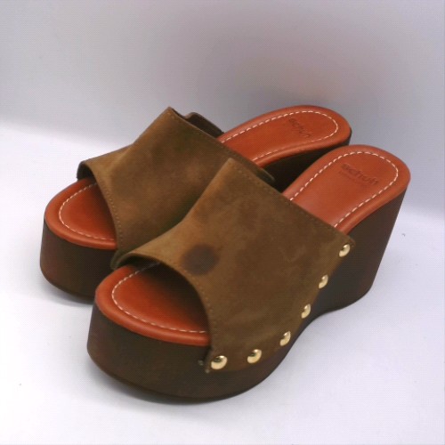 schuh Khaki vixen suede wedge clog sandals schuh vixen suede wedge clog 3