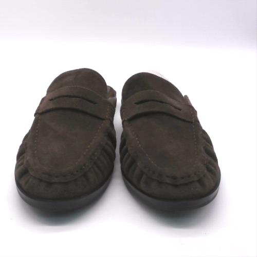 schuh Brown leeds suede backless loafer flats schuh leeds suede backless loafer 1
