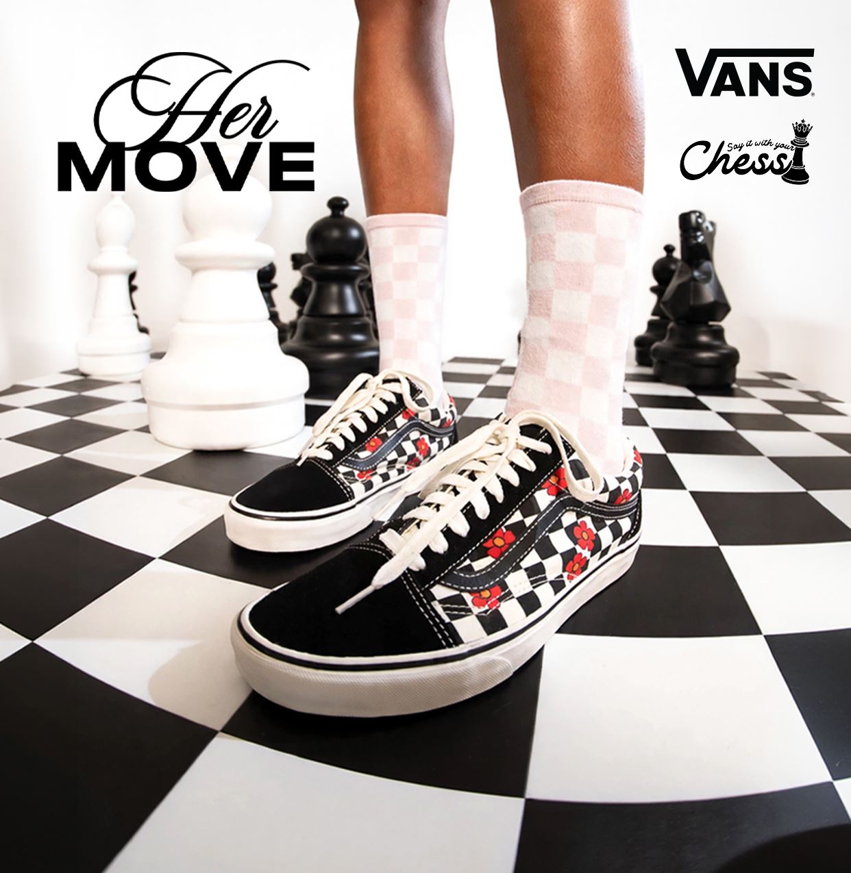 Her move. Vans. Say it with your chess. Shop Now
