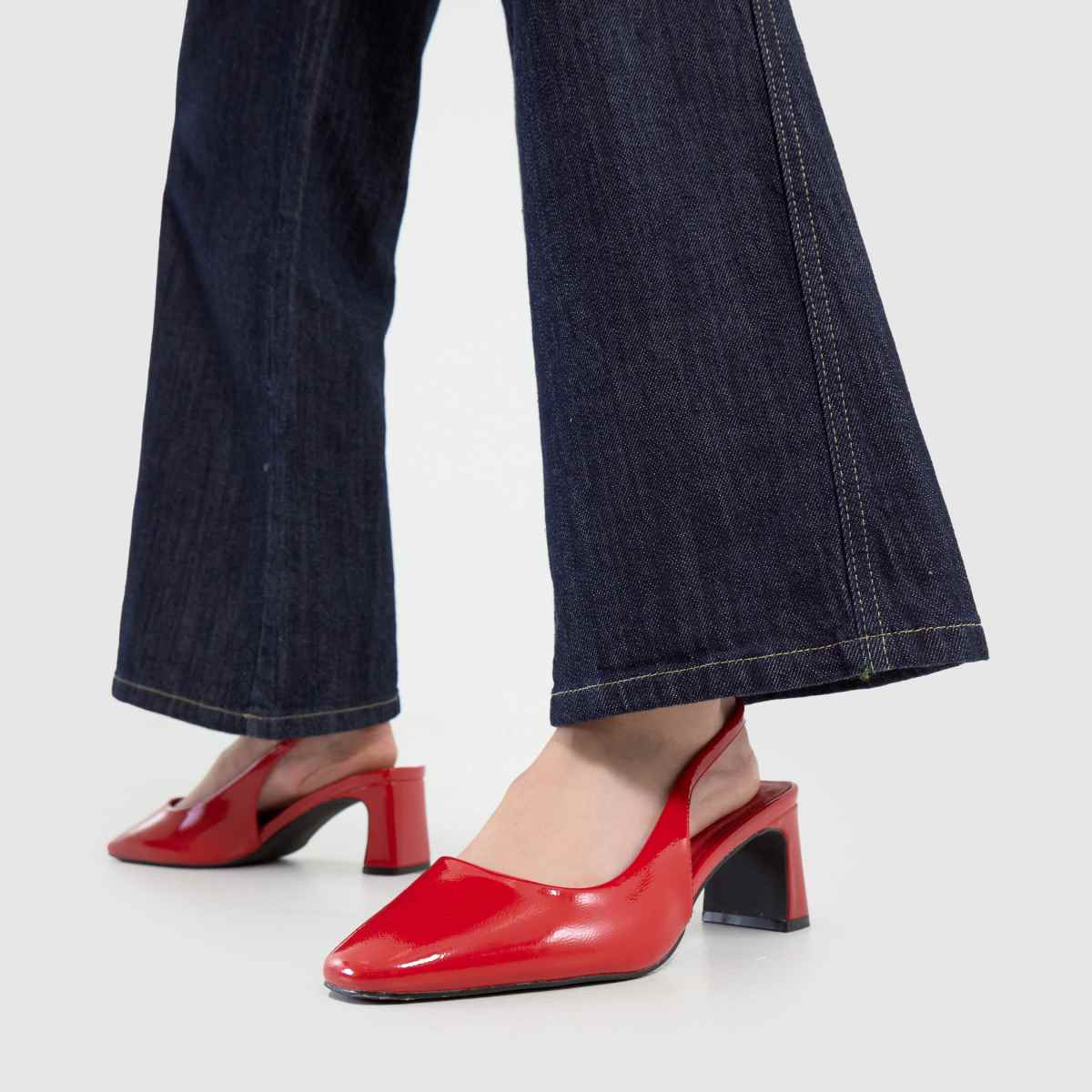 Damen schuh Breite Passform Rot Shae Slingback Court Low Heels schuh Shae Slingback Court 8
