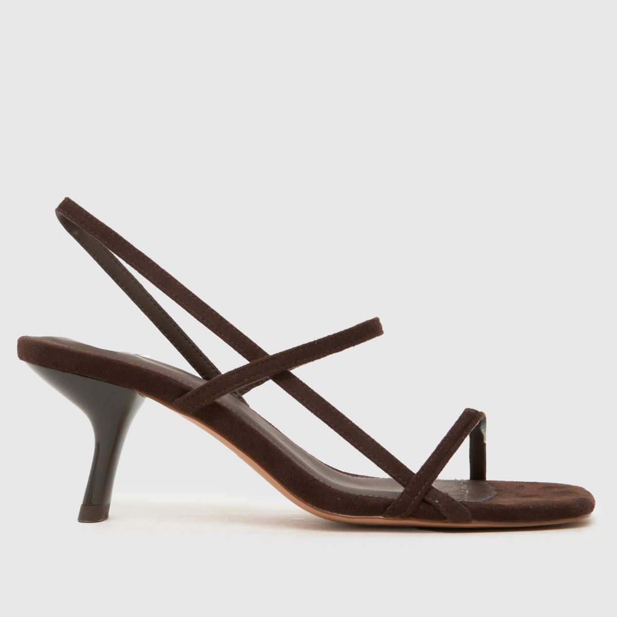 schuh Sav Strappy Kitten High Heels in Brown