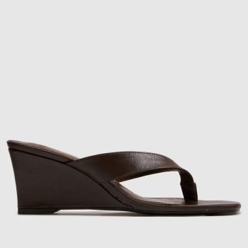 schuh Brown Solomon Wedge Toe Post Womens Low Heels