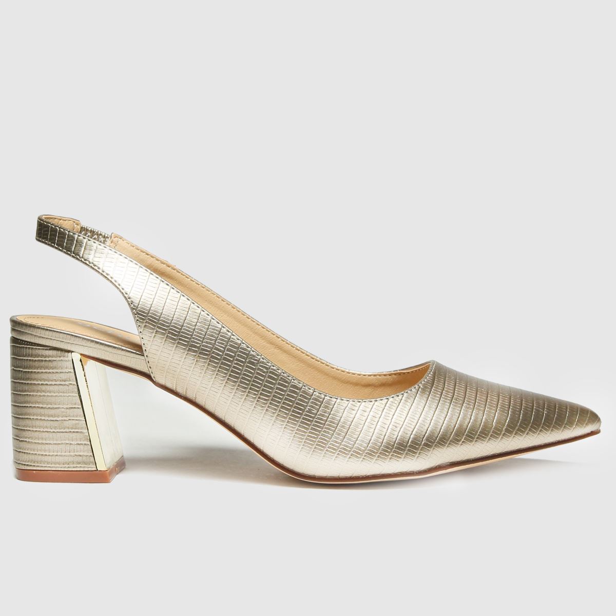 Womens Gold schuh Sasha Pointed Slingback High Heels | schuh