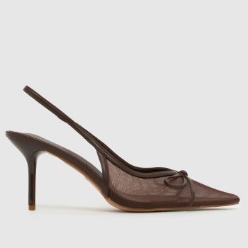 SIMMI Brown Susanna Mesh Sling Back Womens High Heels