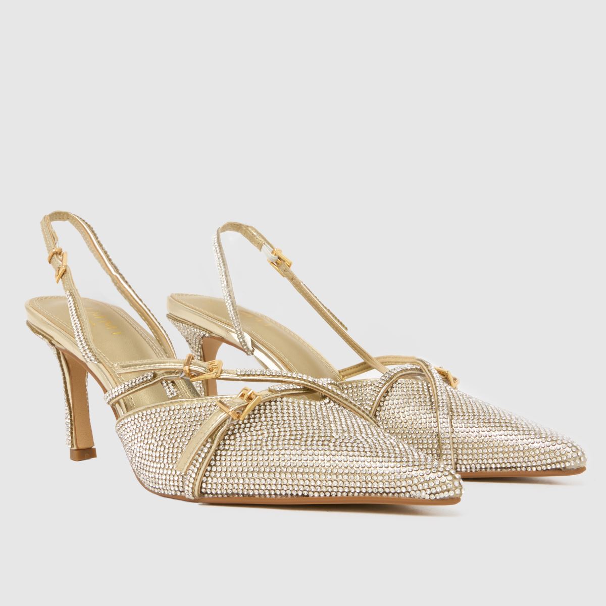 Womens Gold SIMMI Serenitie Bling Court Low Heels schuh