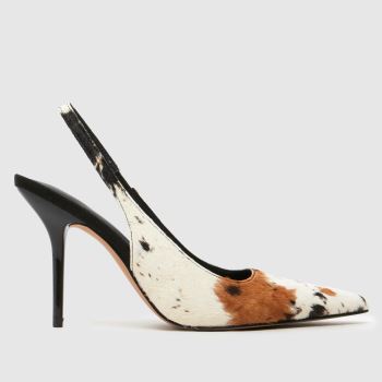 schuh Brown & White Sade Leather Slingback Court Womens High Heels