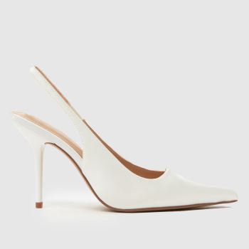 schuh White Sade Heeled Slingback Court Womens High Heels