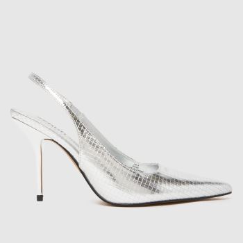 schuh Silver Sade Slingback Court Womens High Heels