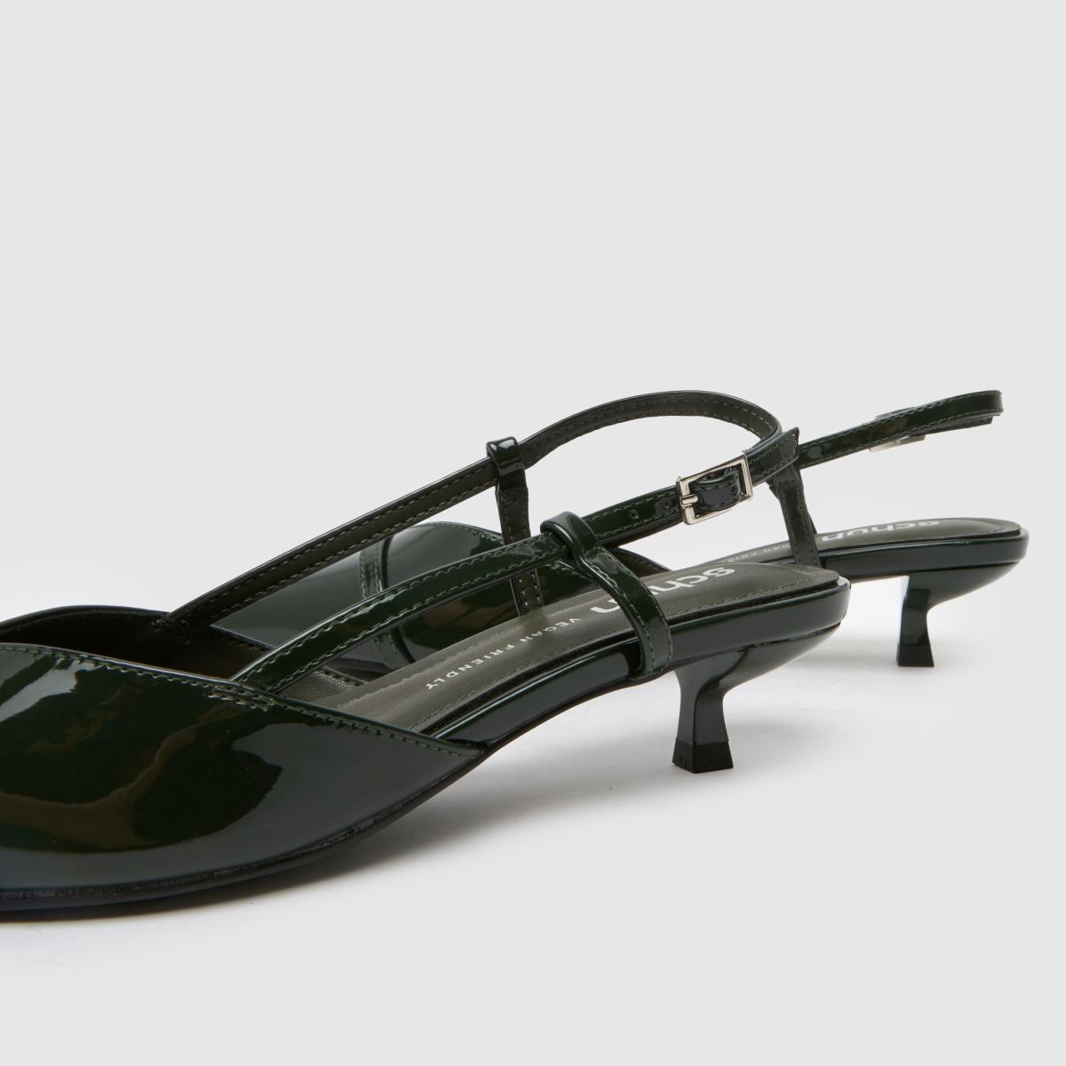 schuh Sybill Buckle Kitten in Dark Green schuh Sybill Buckle Kitten 7