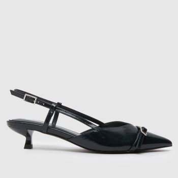 schuh Navy Sybill Buckle Kitten Womens Low Heels
