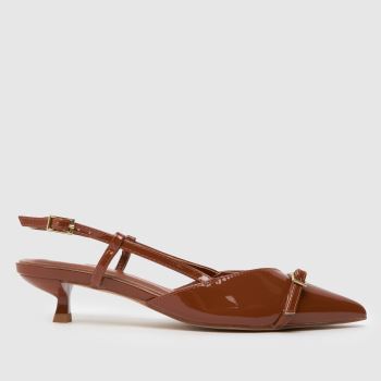 schuh Tan Sybill Buckle Kitten Womens Low Heels