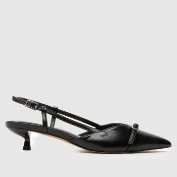 schuh Black Sybill Buckle Kitten Womens Low Heels