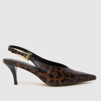 schuh Brown Multi Sage Buckle Slingback Court Womens High Heels