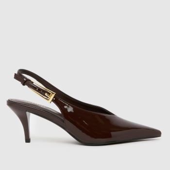 schuh Brown Sage Buckle Slingback Court Womens High Heels