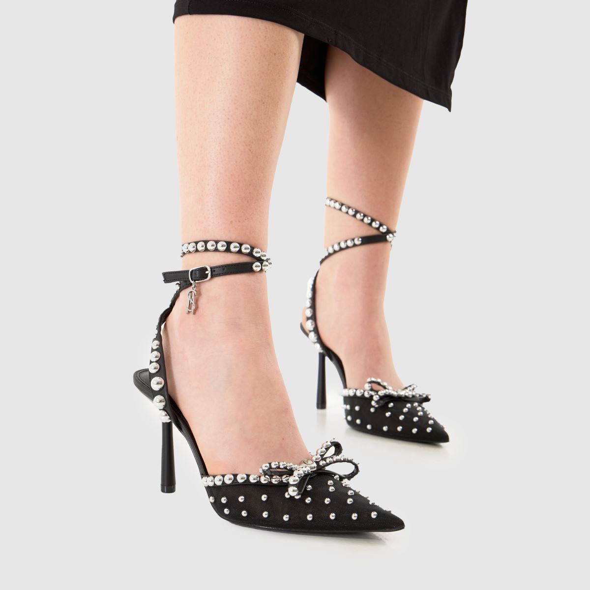 Escarpins MADEN GIRL Noirs – Talon Aiguille 11,5cm (4,5") – Bout Ouvert – Pointure US 6.5 – Comme Neuf