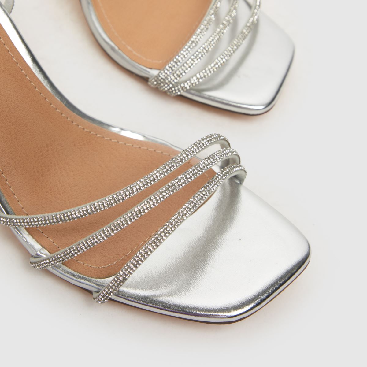 strappy silver block heels