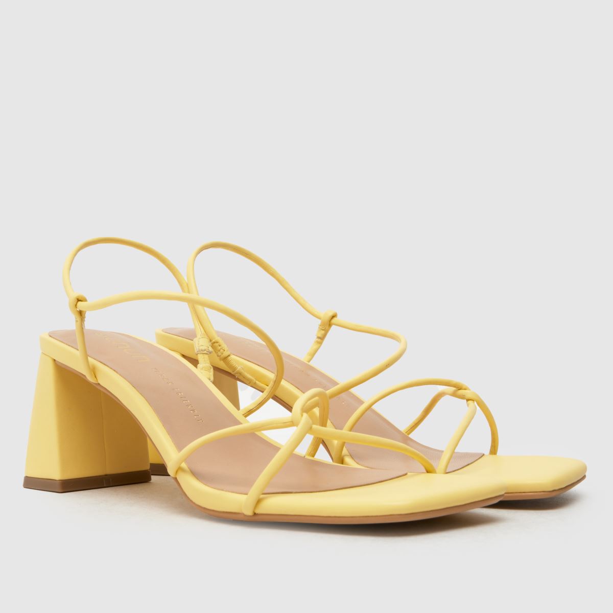 Womens Pale Yellow schuh Shiloh Strappy Block High Heels schuh
