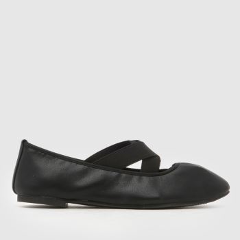 schuh Black Wide Fit Linx Strap Ballerina Womens Flats